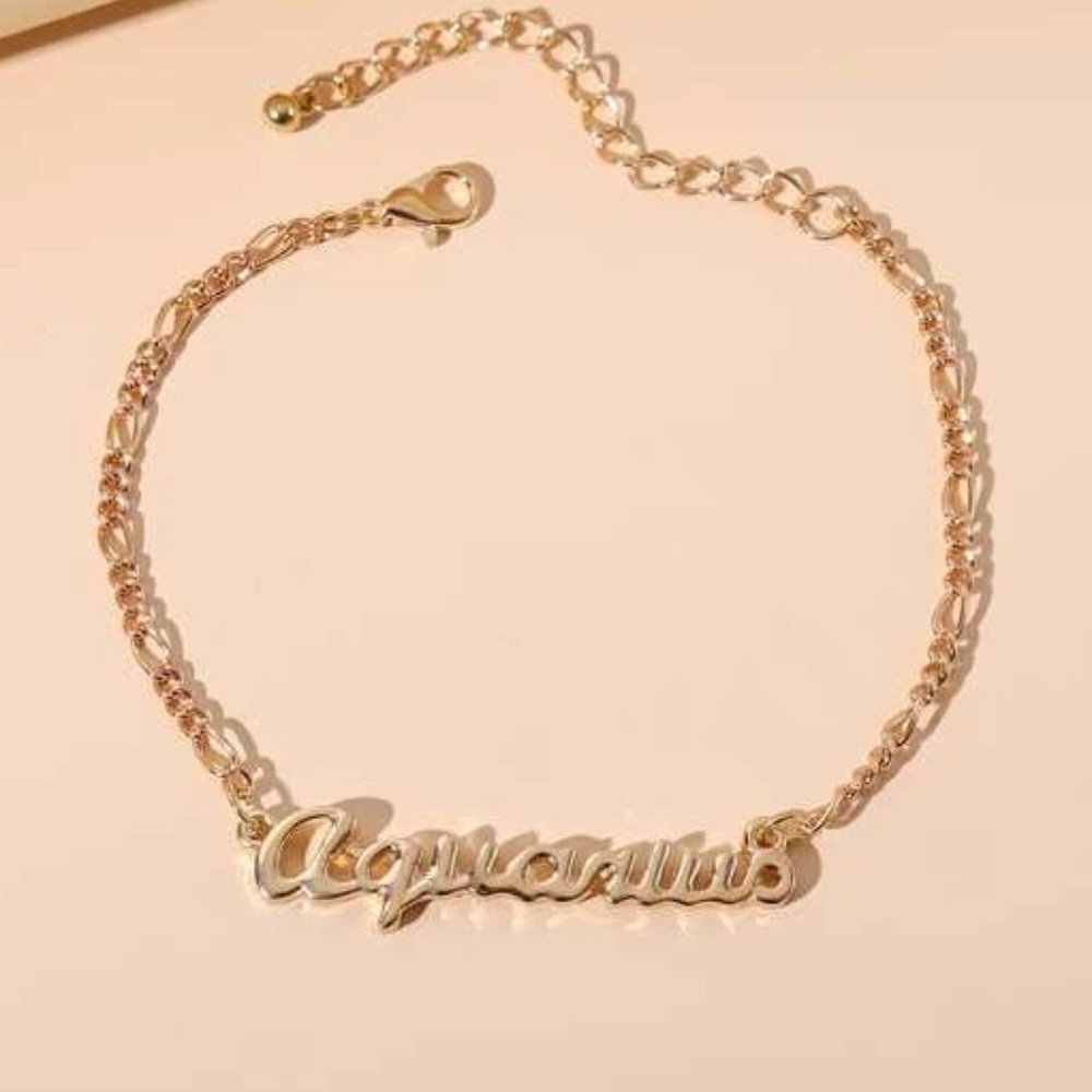 Aquarius Zodiac Golden Bracelet